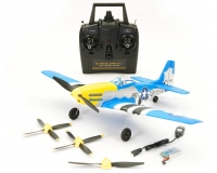 Volantex / Sonik RC Mustang P-51 400mm BLUE/SILVER Ready To Fly 4-Ch RC Plane with Flight Stabilisation (Complete Package) V761-5V2B